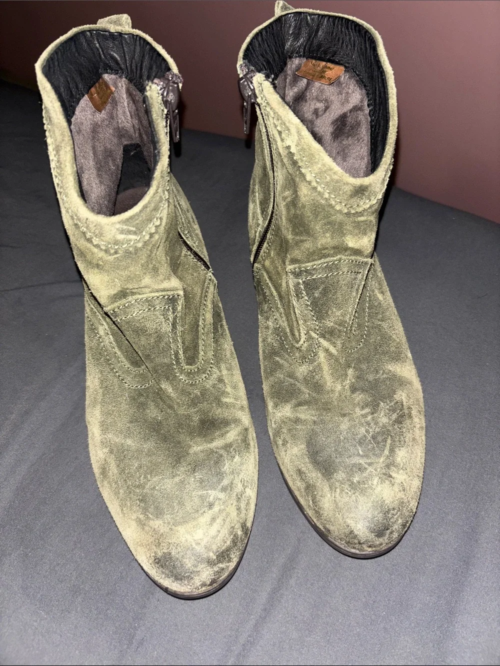 Taos suede western style ankle boots